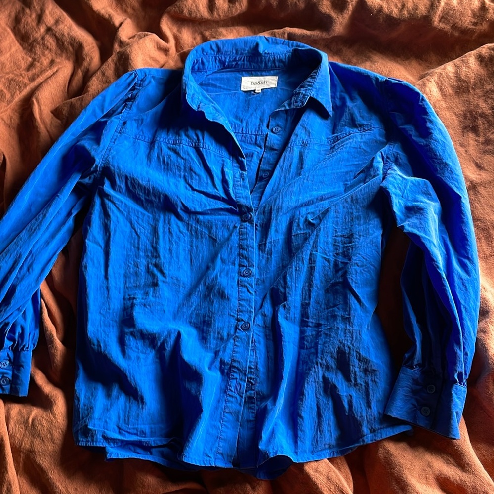 Vintage Ba&sh, cobalt blue button shirt.